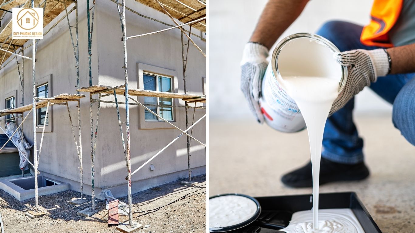 Vật liệu sơn cao cấp, chống thấm, bền màu theo thời gian